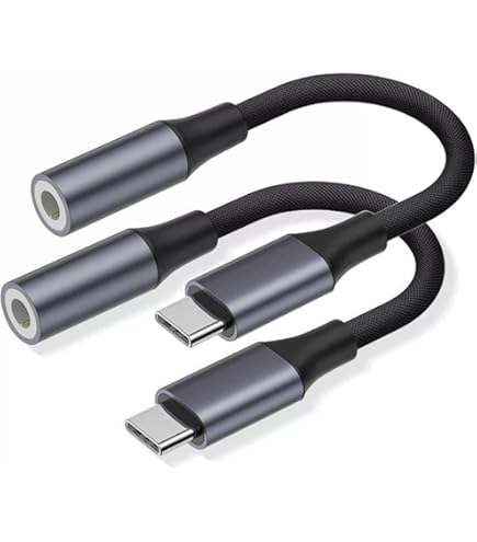 TRANLIKS USB C Splitter Audio and Charging, 2 In 1 Adapter USB C Splitter with PD 60W Fast Charge Aux Audio Compatibel met Apple 15/15 Pro/15 Plus/15 Pro Max - Zwart