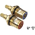 2 Pcs Replacement Tap Valves Brass,Tap Cartridge Replacement Mixer Tap Cartridge with Metal Lever Heads Universal 1/2" Replacement Tap Valves for Kitchen Bathroom Tap (2PCS)