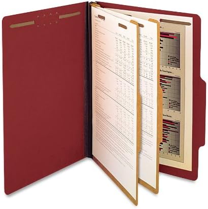 S J Paper S61900 S J Paper Std 2-1/4" Expansion Classification Folder, Lgl, 6-Section, Red, 15/Bx