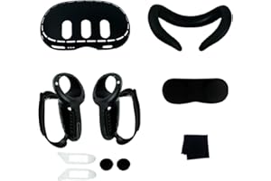BeisDirect VR zestaw silikonowych pokrowców do Meta Quest 3 - 10 w 1, podkładka na twarz z osłoną obiektywu, uchwyt kontrolera z otworem na baterie i czapką Rocker Cap (czarny)