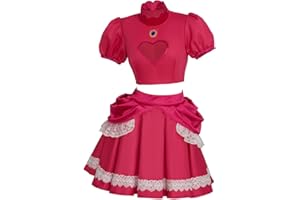 Willyacos Womens Super Brothers Princess Peach Costume Halloween Party Dress Sexy Pink Princess Dress Cosplay for Adult