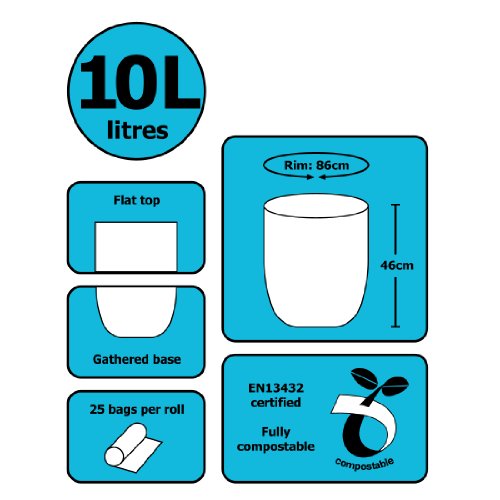 All-Green 10 Liter kompostierbarer BioBag Küchenmüllsack, 100 Müllsäcke - 2