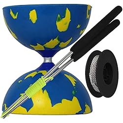 Juggle Dream - Diábolo Jester, palos de control de aluminio y cuerda profesional de 10 m, color plata (AMPAC-003/BY)