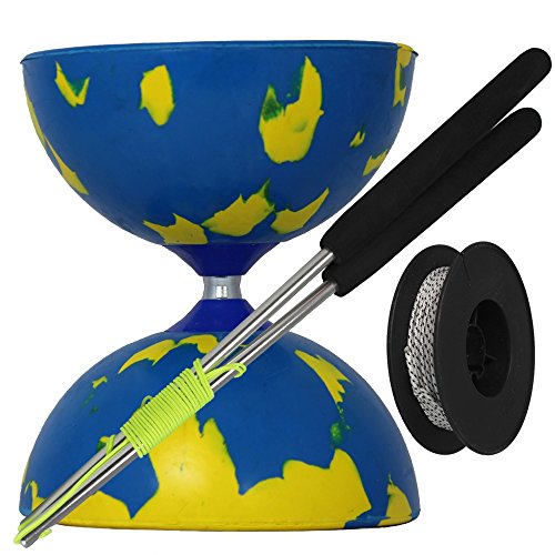 Juggle Dream - Diábolo Jester, palos de control de aluminio y cuerda profesional de 10 m, color plata (AMPAC-003/BY)