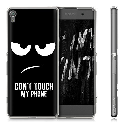 kwmobile Funda para Sony Xperia XA - Carcasa de  TPU  para m  vil y dise  o Don t Touch my Phone en  Blanco Negro 
