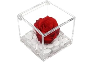 PREMIUM-ROSE.COM OneFlower by PREMIUM-ROSE - Cubo Rosa Stabilizzata Rossa 6 cm con Marmo di Carrara - Rosa Eterna Stabilizzata Idea per San Valentino e Festa Della Mamma Made in Italy - Rosso A 1060