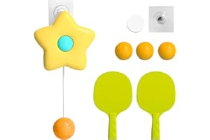 TNSLAND Tischtennis Trainer Set zum Aufhängen für Den Innenbereich, Hängende Tischtennisset Spiele mit Klebehaken, Kreatives Hänge Ping Pong Ball Set, Indoor Tischtennistrainer Selbsttrainings, Gelb