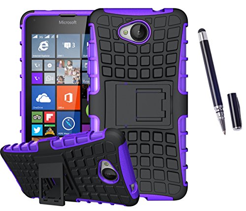 Preisvergleich Produktbild ISENPENK Microsoft Lumia 650 Dual SIM(2016) Stand Case mit Schwarz kapazitive Feder,TPU+PC Ultra Slim Silikon Tough Rugged Dual-Layer Hardcase with Built-in Kickstand Thin Schutzhüllen,Wasserdicht Shockproof Anti Slip Protection Hülle Tasche für Microsoft Lumia 650 Dual SIM(2016) 5.0Zoll-[lila]+Schwarz kapazitive Feder