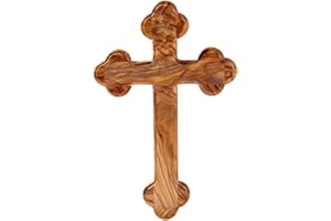 KASSIS GESCHENKARTIKEL KASSIS Olive Wood Hanging Wall Crucifix with Rounded Edges 22,5 cm – Handmade Cross from Bethlehem – Confirmation, Communion & Baptism Gift – Religious Christian Home Decor