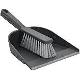 York Dustpan and Hand Brush Set with Rubber, Gray | Portable brush and dustpan set made with recycled material, ideal for col