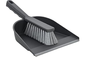 YORK Hand Brush and Shovel with Rubber - Hand Sweeping Set - Dustpan and Hand Brush Set Made of Regranulate - Ecological Sweeping Set Black
