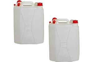 UNIBOS Pack of X2 HDPE Plastic 25L Heavy Duty Anti Glug Water Container Tank | UN Approved Stackable Jerry Can Bottle + Cap Perfect for Storage of Potable Water Liquids Camping & Food Grade for Camping & Hik