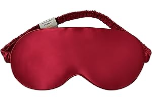 Masque de Nuit Sommeil Soie Yeux YUNCHI 100% Pur Naturelle 19 Mommes Mûrier Soie Cache Oeil Dormir Bandeau Douce Confortable Occultant Femme/Homme/Adulte Avec Bouchons D'oreilles (Rouge Bourgogne)