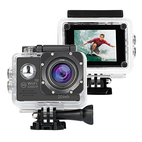 NexGadget Action Camera WIFI 12MP 2,0 Zoll, FHD 1080P Sport Action Kamera Cam IP68 Wasserdicht 140 ¡ã Weitwinkel
