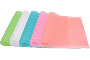 Panngu 10er Antibakterielle Kühlschrankmatten für die Einlegeböden des Kühlschranks, abwaschbar und DIY zuschneidbar Kühlschrankeinlagen, Schubladenmatte - 5 Farben Platzsets