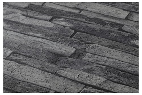 A.S. Création Vliestapete Best of Wood and Stone Tapete in Stein Optik fotorealistische Steintapete Naturstein 10,05 m x 0,53 m grau schwarz Made in Germany 914224 9142-24 - 3