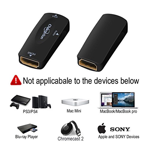 Full HD 1080P HDMI Buchse auf VGA Buchse Konverter, vergoldet DP zu HDMI Stecker Adapter mit 3,5 mm-Audio-unterstützt HDMI Streaming Media Player zu VGA Projektor - 4