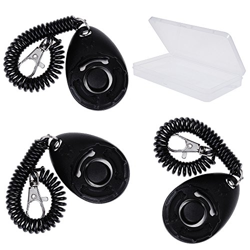 Faburo 5pcs Training Clicker de adiestramiento para perros Clicker con correa de muñeca + Libro o folleto de instrucciones español + una caja