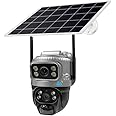 XLT 4G Sim Card Solar Camera PTZ 360°View Solar Powered Outdoor Security Camera with Dual Lens Night Vision, AI Human Detection, Two Way Audio, IP66 Works with Apps - 3MP