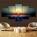 Produktbild mmwin Wald Tier Leinwand Abstrakte Leinwand Wandkunst Poster HD Moderne Leinwand 5 Panel Sonnenaufgang Liebe Seestück Wohnzimmer Bild Home Decoration Modulare Bilderrahmen 40x60 40x80 40x100 cm
