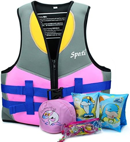 Genwiss Children Swim Jacket / Swim Vest 3 - 4 Years - Pink include Swim Arm Band and Swimming Goggles and Swim Cap