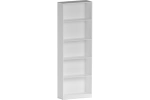 Vida Designs Cambridge 5 Tier Extra Large Bookcase, White Wooden Shelving Display Storage Unit Office Living Room Furniture