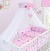 LUXURY 10Pcs BABY BEDDING SET COT BED PILLOW DUVET COVER BUMPER CANOPY to Fit Cot Bed Size 140x70cm 100% COTTON (Hello Kitty)