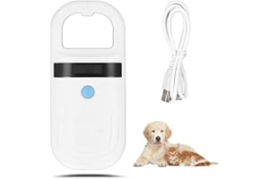 Lwuey Pet Microchip Scanner, RFID Reader for Dog Cat Portable Chip ID Scanner Rechargeable Data Storage Tag OLED Display Screen EMID FDXB ISO11784 11785 Chip Registration Pig Horses Animals Management