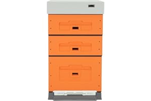 LYSON Kit Ruche d'abeilles Dadant Optima avec fond en plastique Varroa bas peint (orange) - Demi-cadre: 40×47×15,8cm (dimensions intérieures) - Cadre: 40×47×29,5cm (dimensions intérieures)
