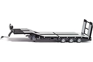 siku 6744, 3-Achs Tieflader, Nooteboom Eurotrailer, 1:32, Schwarz/Silber, Metall/Kunststoff, Elektronische Laderampe, 4 LEDs am Heck