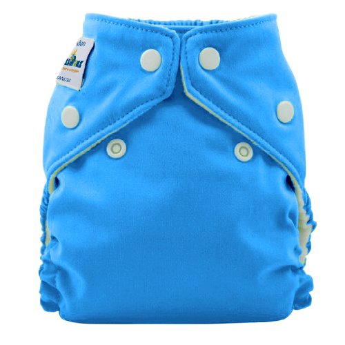 NEW 2010 COLOURS FuzziBunz Perfect Size Pocket nappy, with insert, big sky, popper fastening, medium (15-30lbs)