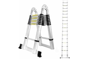 RIGOGO Échelle télescopique en aluminium - 1,9 m - 1,9 m - Échelle coulissante extensible - Multifonction antidérapante - Charge maximale : 150 kg