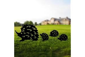 DYBOHF Decorazioni giardino, ferro battuto retrò Ornamenti, realistici ​di Riccio Animali per prato, vialetto, marciapiedi, decorazione da giardino（4 pcs）(Nero, Riccio)