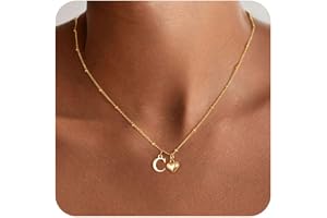 TINGN kedja guld damer hjärta halsband – 14K guld guldpläterad hjärta halsband kedja med bokstäver smycken kvinnor smycken fl
