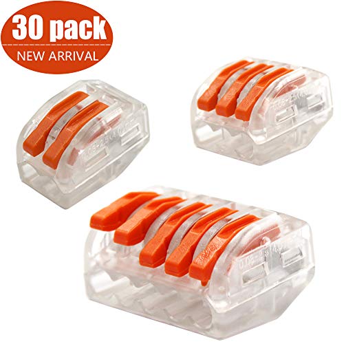 30 unidades de conectores de tuerca de palanca surtidos, 30 conectores de cable compacto