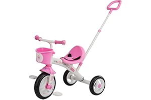 Chicco Triciclo Bambini U-Go 2in1, Triciclo Bimba e Bimbo con Maniglione ad Altezza Regolabile, Cinture di Sicurezza e Cestello Portaoggetti, Max 20 kg - Giochi per Bambini 18 Mesi - 5 Anni