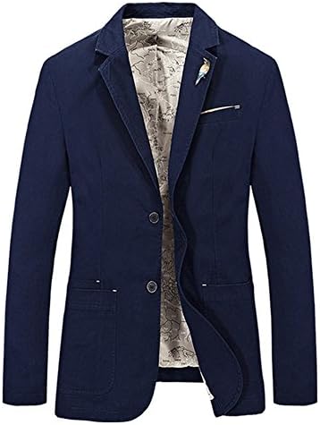 TAPOO Men's Blazer Jackets Casual Slim Fit Two Buttons Autumn Separate Suit Coat with Breastpin,Sapphire,Medium