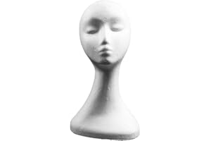 GEMINIMALL Polystyrene Head White Female Display Head Styrofoam Mannequin Head for Wig Hat Glasses Sunglass Scarfs Display Stand Foam Head Female Model White