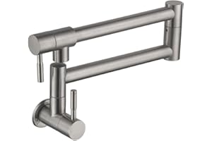 HomeLava Robinet Pliable Cuisine Montage Mural Pot Remplisseur Évier Rotatif à 360 Degrés Robinet Mitigeur Eau Froide pour Cuisine Mitigeur Monotrou Deux Poignées