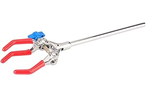 Labasics Morsetto Girevole a 3 Rebbi, Robusto Morsetto a Regolazione Singola, Pinza Multiuso a Stile Dito con Asta da 17 cm, Lab Clamp per Uso in Laboratorio