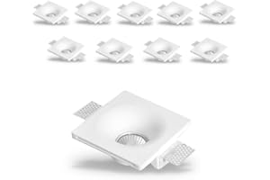 Eurekaled® - 10pz Portafaretto in Gesso CERAMICO da Incasso Conico per Controsoffitti per GU10 e MR16 cod.,1288