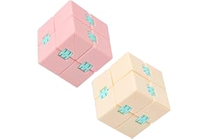 Umitive Infinity Cube, Unendlicher Würfel Anti Stress Spielzeug, Unendlicher Flip Würfel Dekompression Spielzeug, Tötungs Zeit Zappeln Spielwaren Stressabbau Würfel 2pcs （Rosa und Gelb）