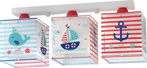 Dalber 43423 Kleiner Matrose Deckenlampe, 3 Flammige, Plastik, blau, 50 x 14 x 20.5 cm