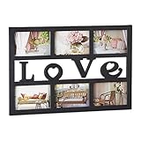 marcos para fotos romanticos de corazones Información básica del marco: El marco múltiple amor mide 33 x 48 x 1,5 cm · El marco de fotos de pared está hecho de plástico (PP) y las placas de la parte trasera de cartón · Pesa aprox. 0,5 g