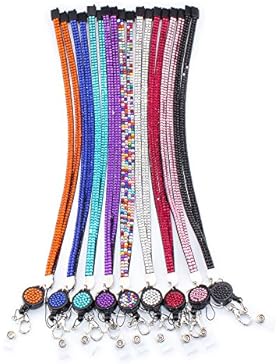 Soleebee 80cm Bling Strass Leder Schlüsselband Umhängeband Lanyard mit JoJo ID Badge Holder mit Karabinerhaken...
