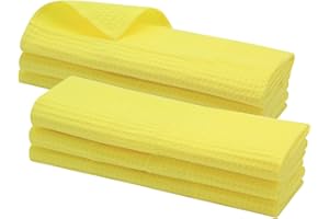‎GARIELLA Gariella - 6er Set Geschirrtücher/Gelb / 100% Baumwolle/mit Aufhänger / 70 x 50 cm/Waffelpiqué/Gastronomiequalität/Küchentuch/Putztuch/Waffelmuster/saugstark/robust