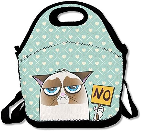 Angry Cat Say NO Neoprene Lunch Bag -Lunch Box Food Container For Women,Kids,Adults