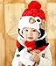 SONGQEE(TM) Winter Warm Boys Wool Acrylic Hat/Scarf Set Knitted Hat Scarf Red Cute Bear for Christmas (Red)