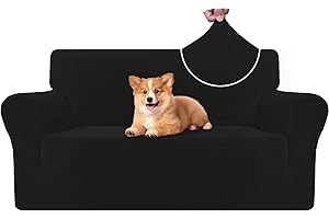 CYCMACO Terciopelo Funda Sofa 2 Plazas Ajustable Y Elastica, Funda De Sofa Antideslizante Antimanchas, Universal Couch Cover Protector, con Reposabrazos, Lavable, Negro