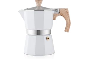‎WEDRINK wedrink Espressokocher mokkakanne 3 tassen 150ml, Aluminium Espressomaschine Moka Pot Italienische Kaffeemaschine,weiß